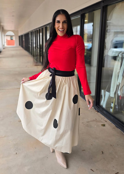 Yes Please Polka Dot Midi Skirt