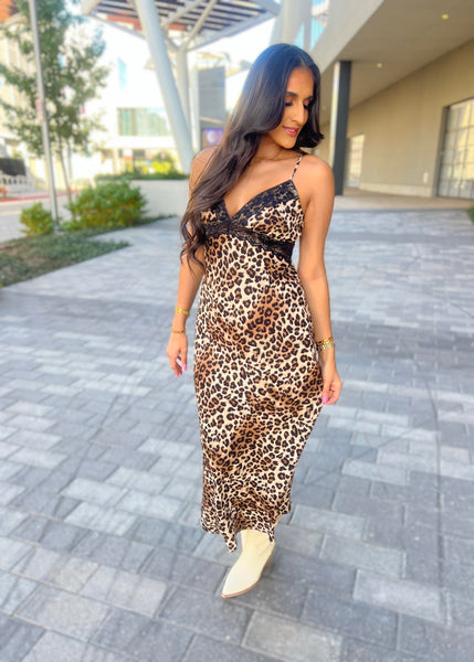 Long Awaited Leopard Lace Maxi Dress