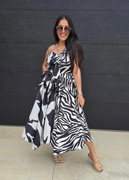 Island Dreams Black & White Maxi Dress