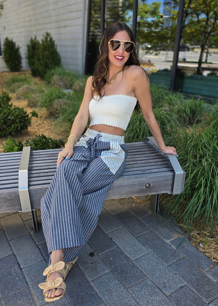 By The Boardwalk Navy Striped Pants