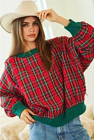 Christmas Plaid Long Sleeve Pullover