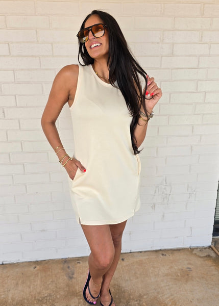 Get On Board Cream Tank Mini Dress