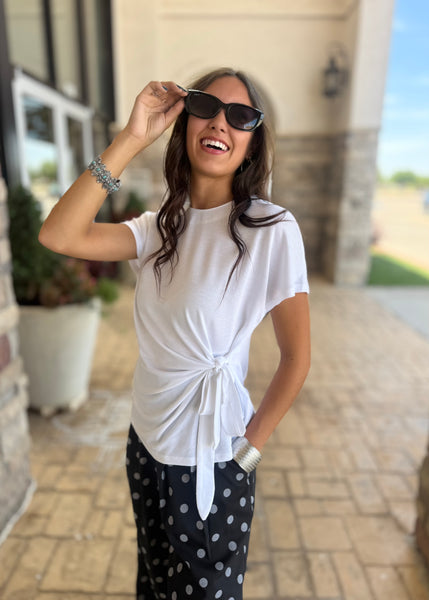 Just So Easy White Side Tie Top