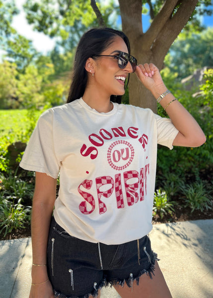 OU Sooners Spirit Off White Thrifted Tee