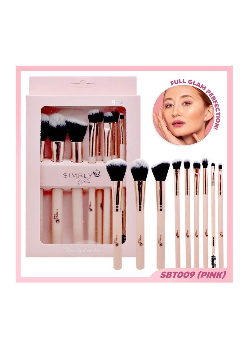 Pink 9pc Makeup Brush Set - 12