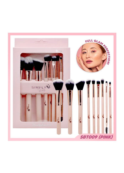 Pink 9pc Makeup Brush Set - 12