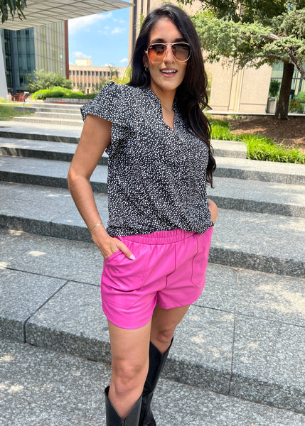 Set The Mood Hot Pink Faux Leather Shorts