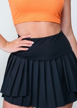 Cheering Section Black Pleated Mini Skort