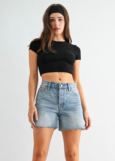 Tara High Waisted Dad Denim Shorts