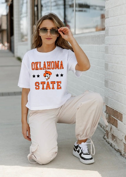 Oklahoma State Cowboys "To The Point" Cropped Tee