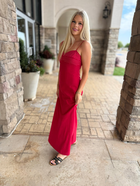 Going For The Win Red Maxi Dress