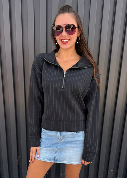 I Don't Blame You Black Half Zip Pullover