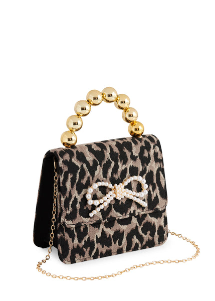 MAUDE MINI TOP HANDLE BAG: LEOPARD