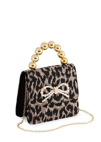 MAUDE MINI TOP HANDLE BAG: LEOPARD