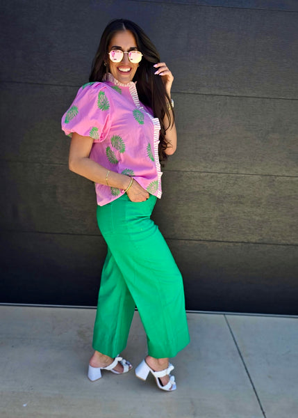 Summer Evenings Green Wide Leg Denim
