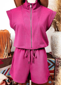 Let's Get Away Pink Textured Romper