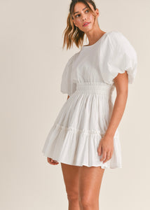 Serenity Summer White Puff Sleeve Dress