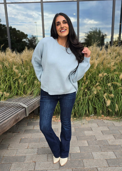 Just My Type Baby Blue Crew Neck Sweater
