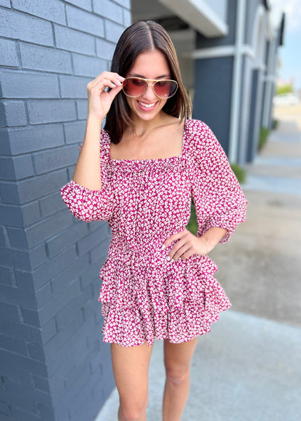Social Setting Crimson/Cream Romper