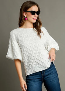 In The Moment White Balloon Sleeve Blouse