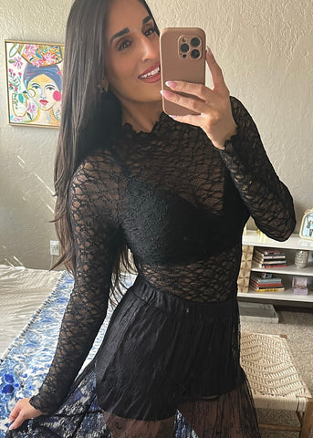 Just For The Night Black Lace Top