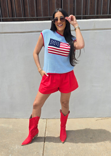 Proud American Flag Blue Sweater Vest