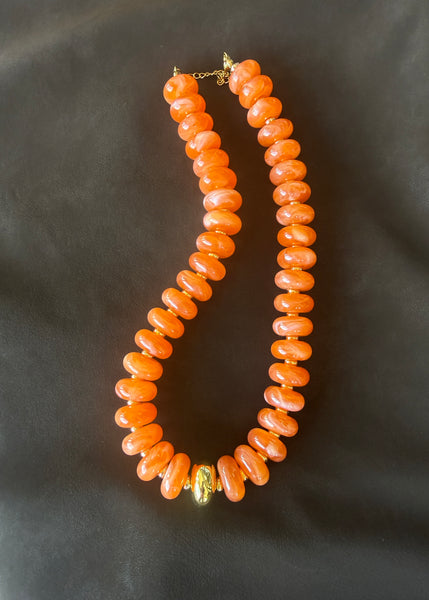 Gold Accent Candy Necklace : Orange