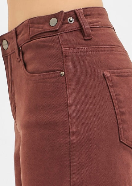 Avery Brown High Rise Cropped Wide Leg Jeans