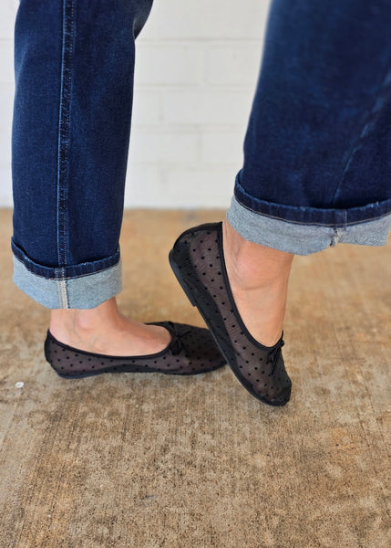 Matisse Jerzy Black Dot Mesh Ballet Flat