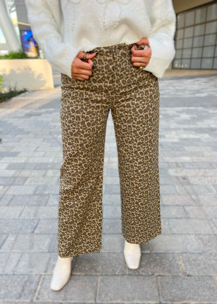 Wild And Free Leopard Print Wide Leg Pants