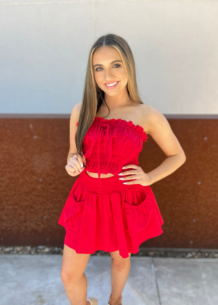 Modern Moves Red Cropped Halter Top
