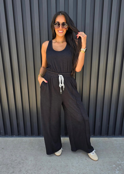 Out On A Whim Black Knit Jumpsuit