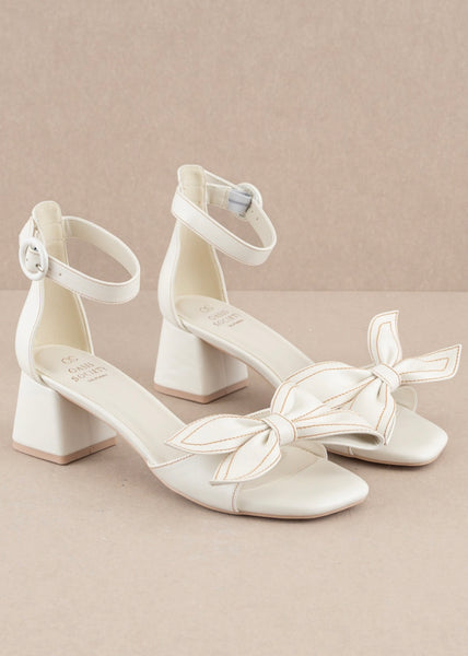 Bosses & Bows White Low Heels
