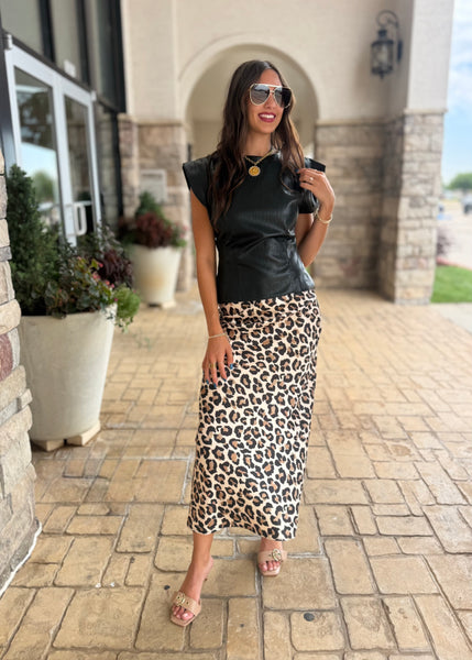 Whatcha Doin Black Faux Leather Sleeveless Top