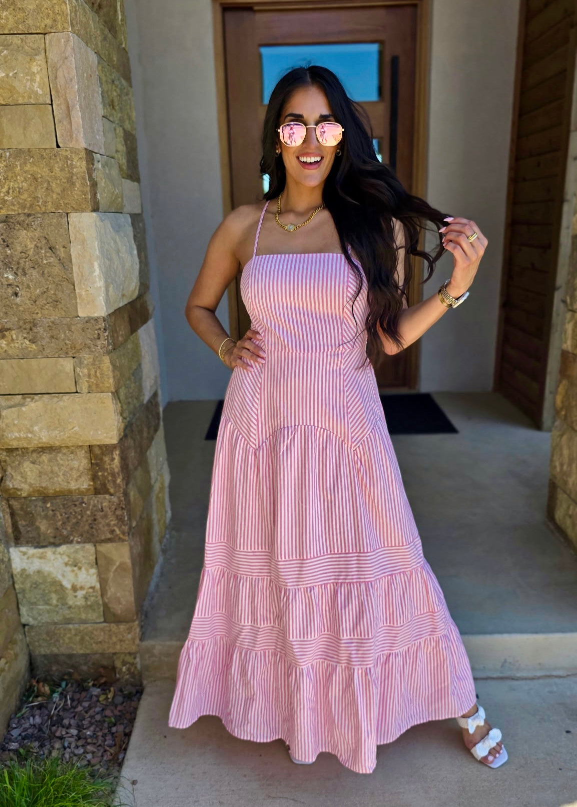 Girl Brunch Pink & White Striped Maxi Dress Pink Attitude Boutique Girl Brunch Pink & White Striped Maxi Dress Pink Attitude Boutique