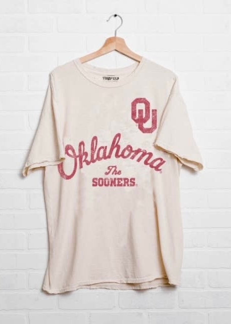 OU Oklahoma Sooners Quality Off White Thrifted Tee