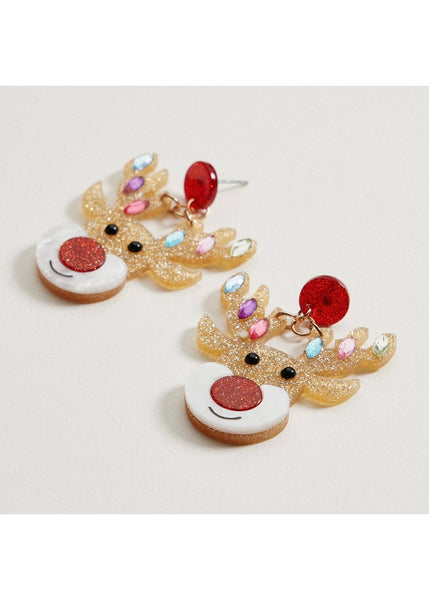 Glitter Rudolph Reindeer Earrings