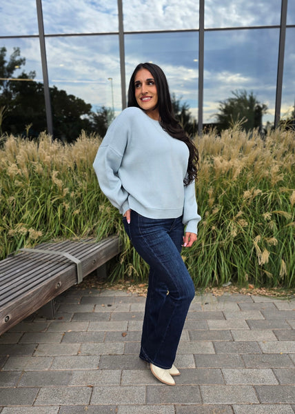 Just My Type Baby Blue Crew Neck Sweater