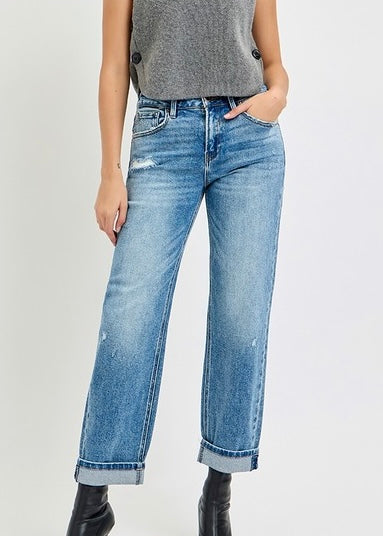 Genie Mid Rise Boyfriend Denim