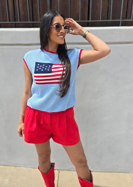 Proud American Flag Blue Sweater Vest