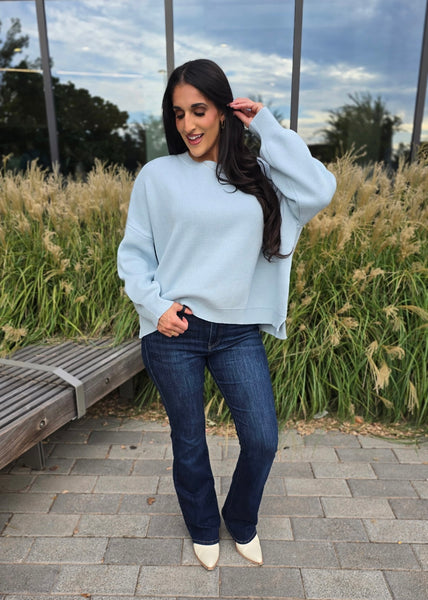 Just My Type Baby Blue Crew Neck Sweater