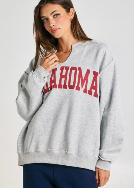 OKLAHOMA Split Neck Sweatshirt