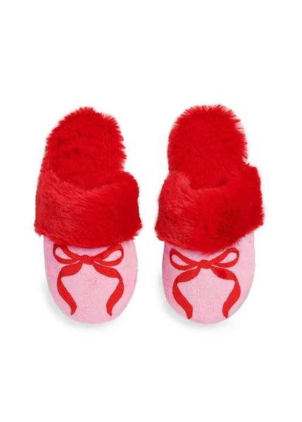 BOW SLIPPERS Red/Pink