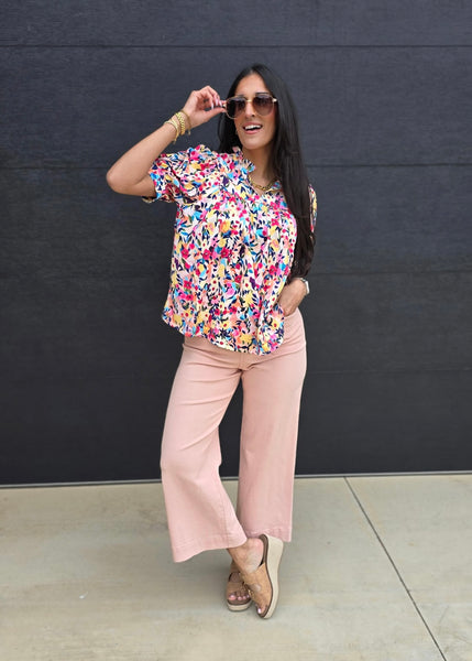 Happy For You Floral Puff Sleeve Top