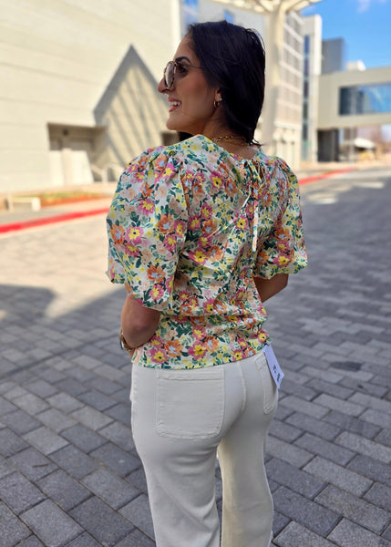 Springtime Floral Puff Sleeve Blouse