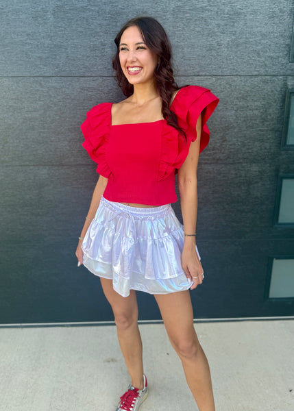 【LEMEME】 Ange Skort I'm A Gem High Waisted White Metallic Skort – Pink Attitude