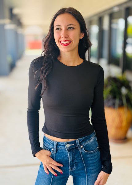 Underneath It All Basic Black Long Sleeve Top