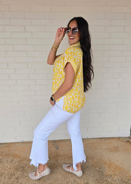A Crazy Feeling Yellow Leopard Print Top