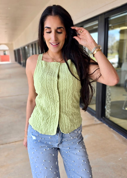 Good Vibes Mint Button Up Tank