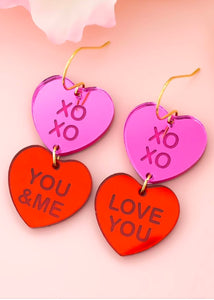 Conversation Heart Earrings, Valentines Dangles Earrings